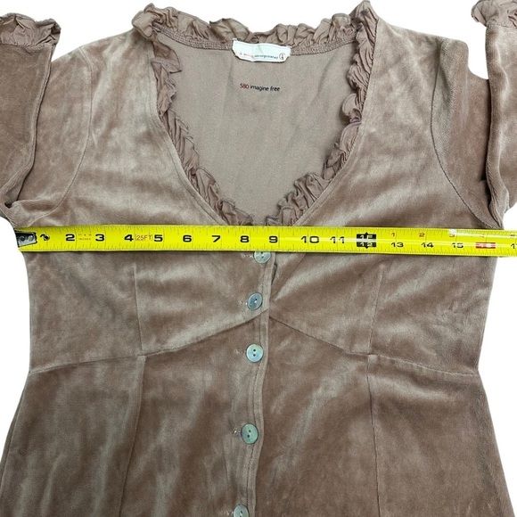 Odd Molly Velvet Babydoll Dress 580 Imagine Free SZ 1/Small Beige Pink Tone GUC - Picture 8 of 10